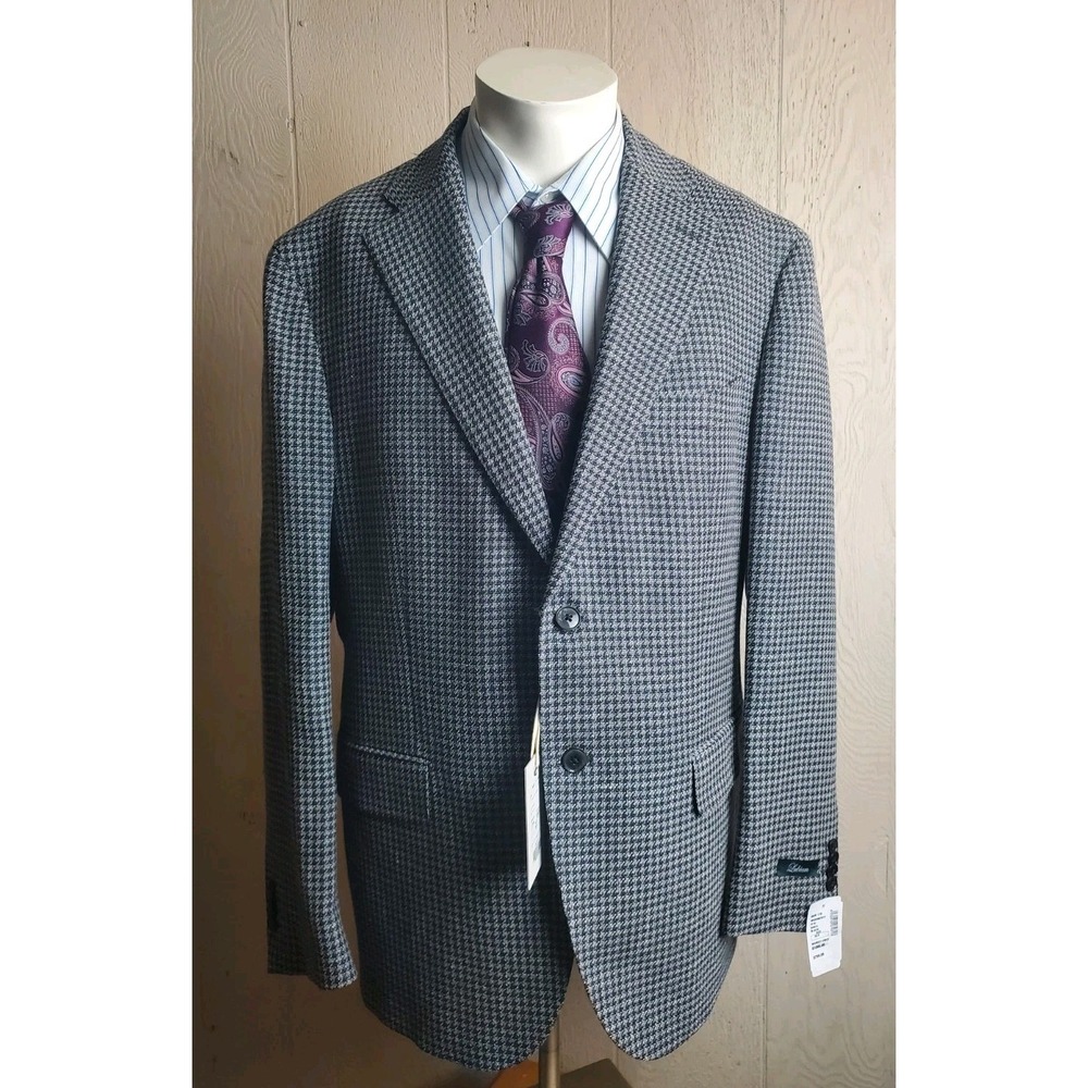Luigi Bianchi Mantova LBM Sport Coat Mens 46 Houndstooth Wool Linen Italy